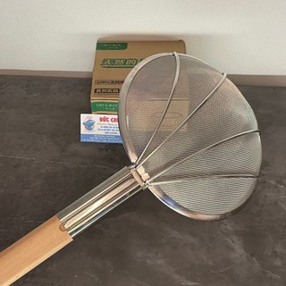 Vợt lọc dầu cán gỗ | Dụng Cụ Lọc dầu inox cán gỗ