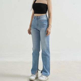 MIDDUA - JN185 Suông jean xẻ lai