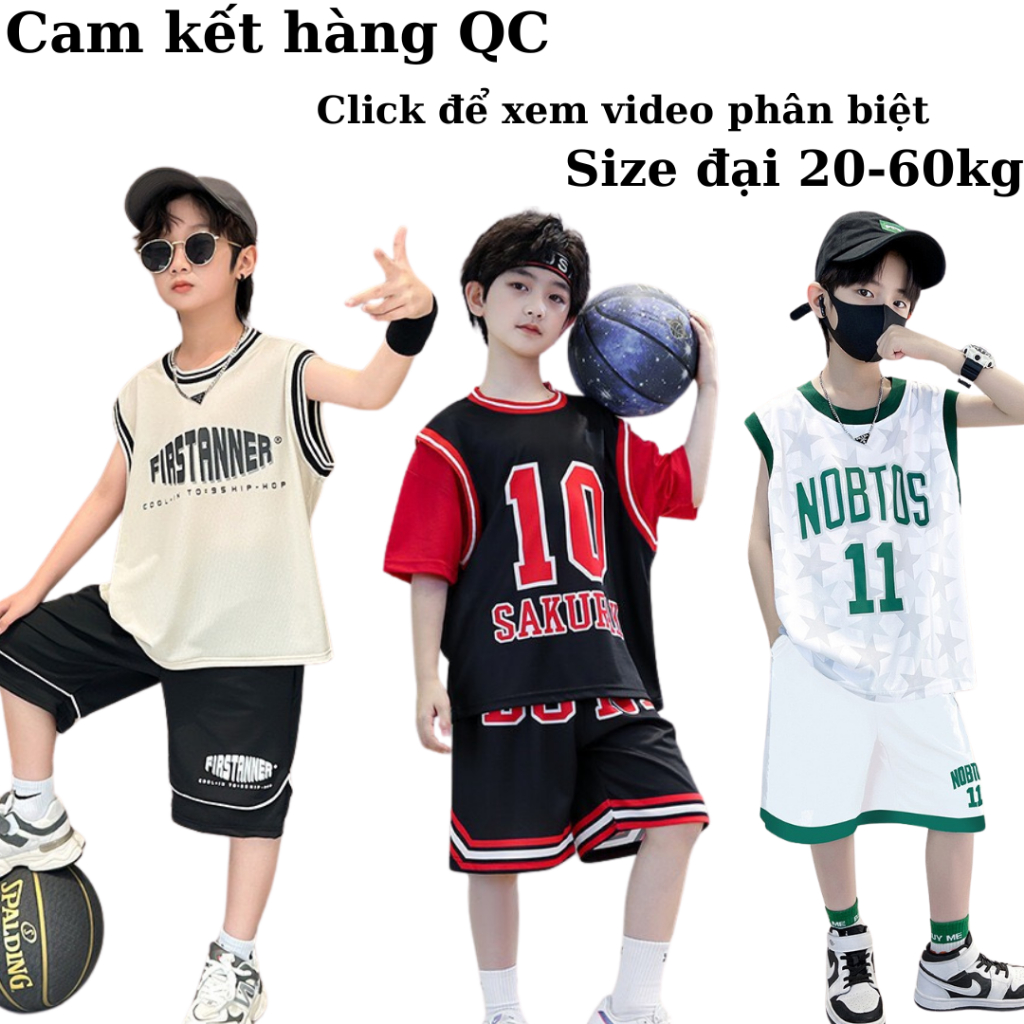 Set đồ bóng rổ cho bé trai từ 20-60kg bộ đồ bóng rổ ba lỗ bé trai size đại