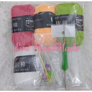 Set 9 món dành cho người mới bắt đầu học đan móc len - milk cotton-milk bò len đan móc áo, khăn, thú bông, túi xách,....