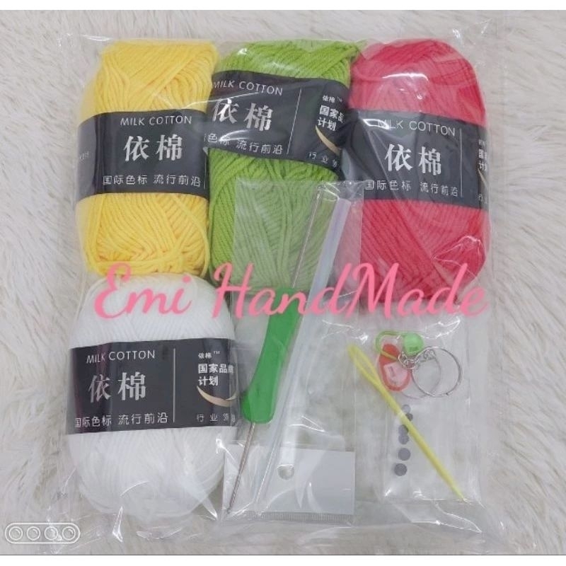 Set 9 món dành cho người mới bắt đầu học đan móc len - milk cotton-milk bò len đan móc áo, khăn, thú bông, túi xách,....