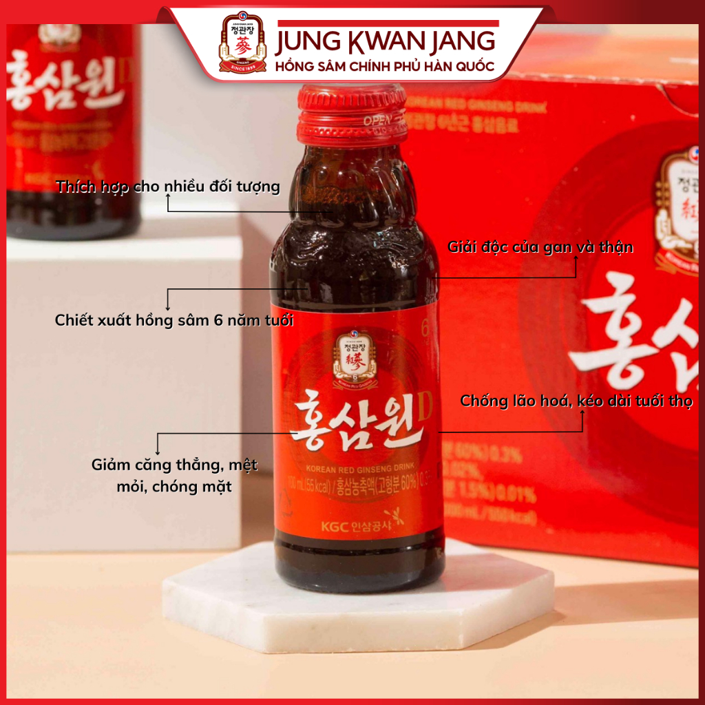Ảnh Chai Nước Uống Tăng Lực Hồng Sâm Won KGC Jung Kwan Jang (100ml) 2