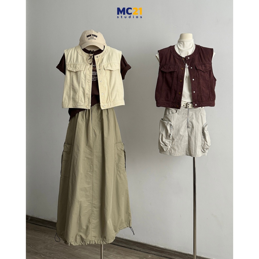 Ảnh Áo gile denim MC21.STUDIOS freesize dáng vừa Unisex Ulzzang Streetwear Hàn Quốc A4124 2