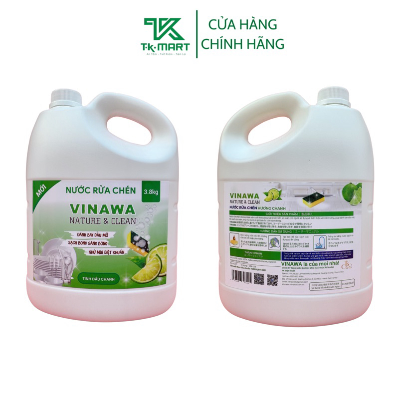 [CAN 3.8KG]NƯỚC RỬA CHÉN KHÁNG KHUẨN VINAWA 3.8KG HÀNG CHÍNH HÃNG