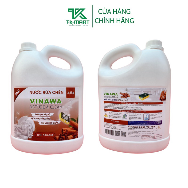 [CAN 3.8KG]NƯỚC RỬA CHÉN KHÁNG KHUẨN VINAWA 3.8KG HÀNG CHÍNH HÃNG