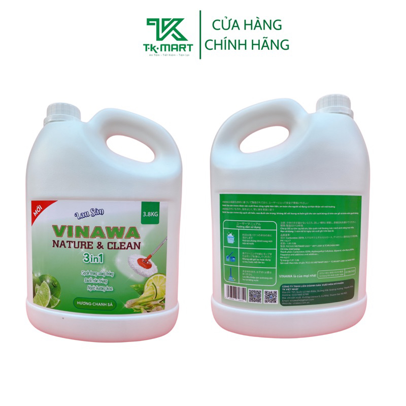 [CAN 3.8KG]NƯỚC LAU SÀN KHÁNG KHUẨN SIÊU SẠCH VINAWA 3.8KG HÀNG CHÍNH HÃNG
