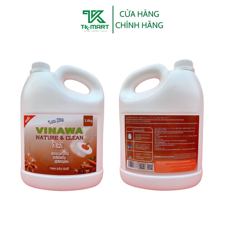 [CAN 3.8KG]NƯỚC LAU SÀN KHÁNG KHUẨN SIÊU SẠCH VINAWA 3.8KG HÀNG CHÍNH HÃNG