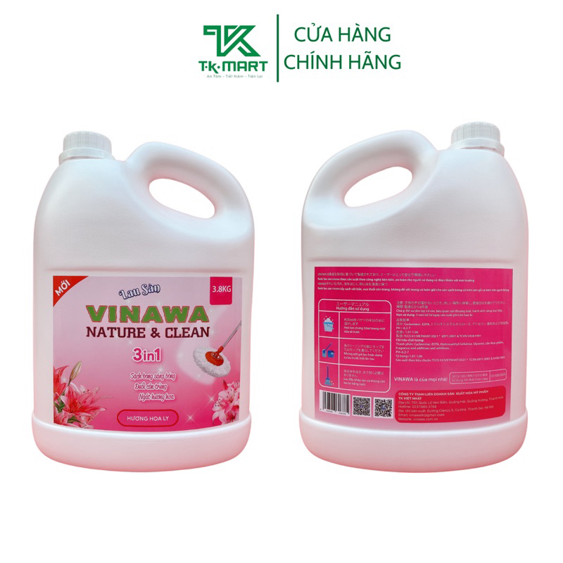 [CAN 3.8KG]NƯỚC LAU SÀN KHÁNG KHUẨN SIÊU SẠCH VINAWA 3.8KG HÀNG CHÍNH HÃNG