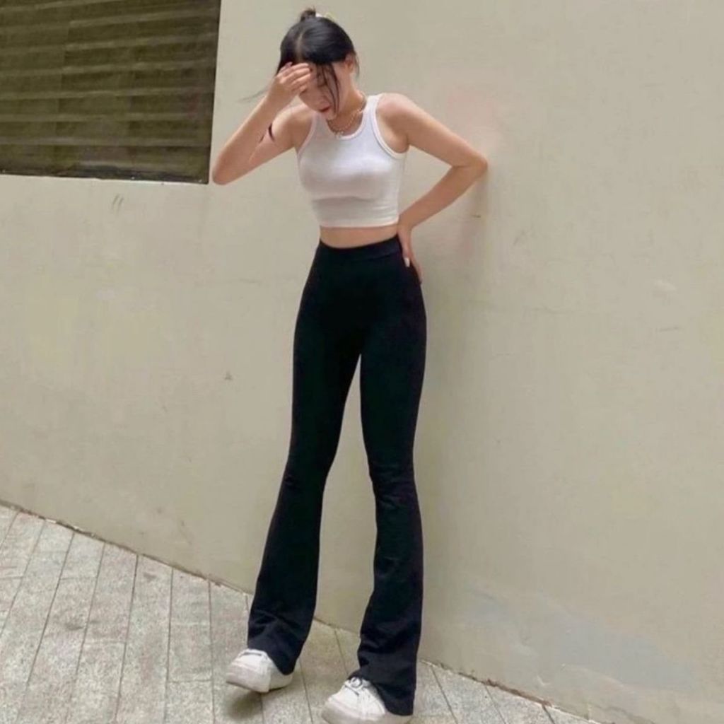 Quần Ống Loe Nữ Bigsize ESHOP Quần Legging Lưng Cao Cạp Chun Vải Umi Hàn Bi Co Giãn 4 Chiều Tôn Dáng