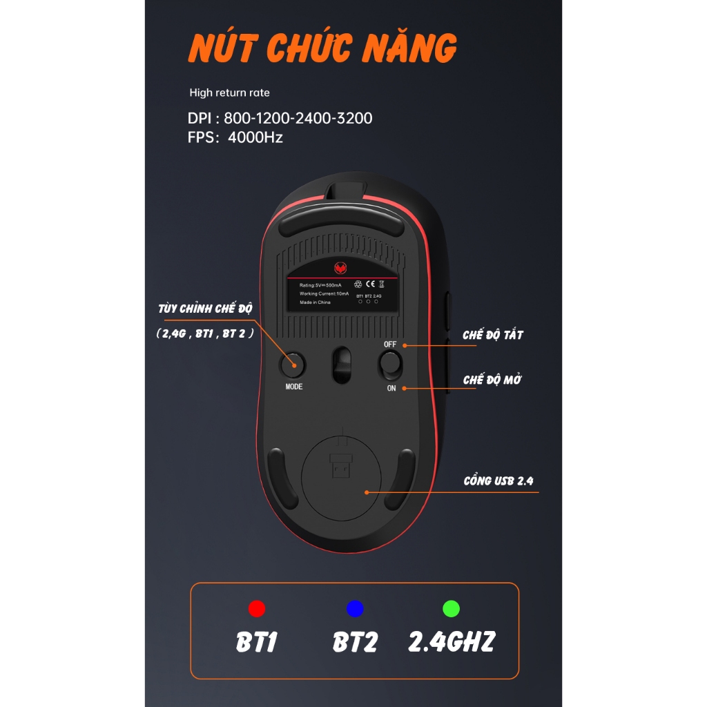 Chuột Máy Tính không dây Bluetooth siêu nhẹ F20 Siêu Chip PAW3212 , DPI 3200 Pin Liên tục 50h | BigBuy360 - bigbuy360.vn