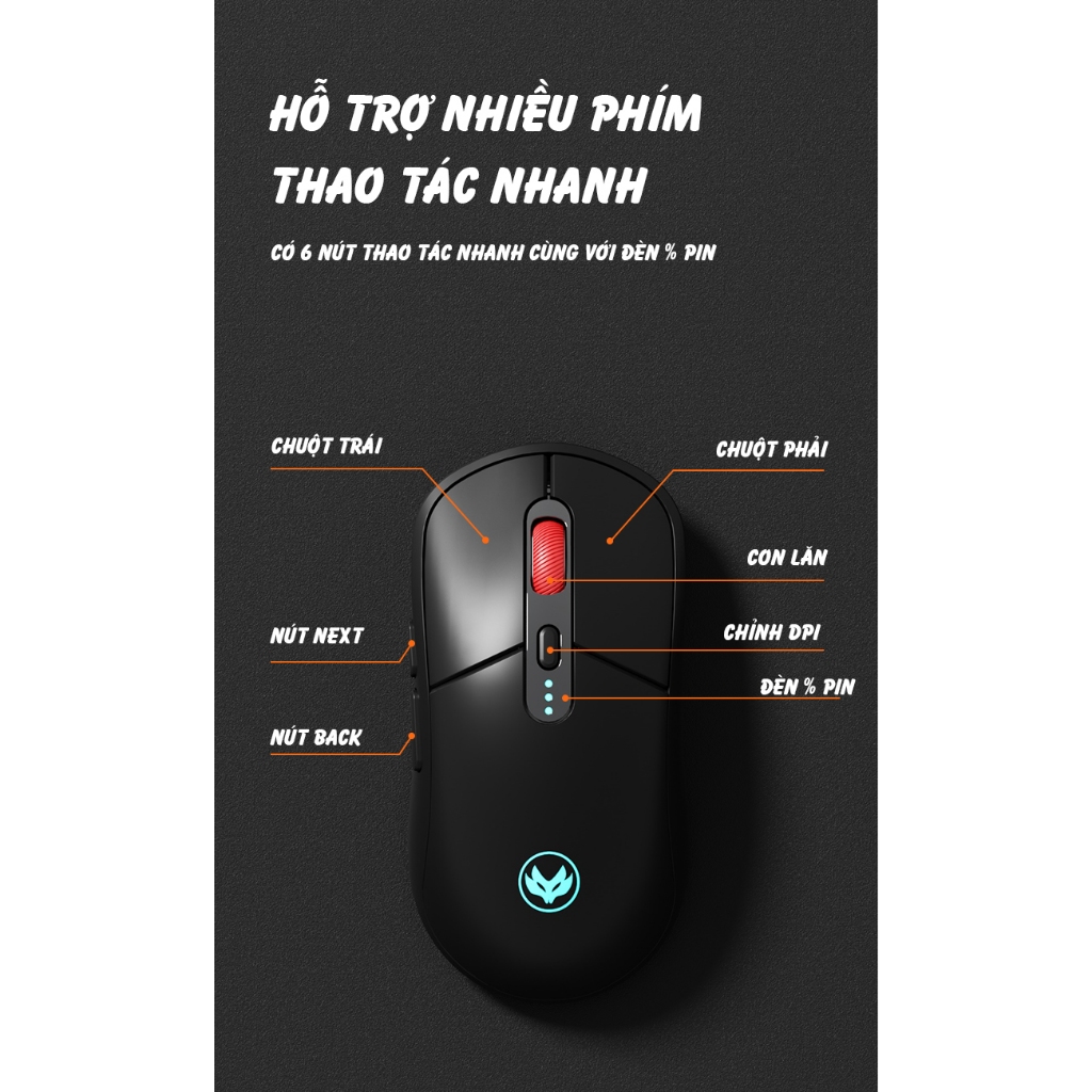 Chuột Máy Tính không dây Bluetooth siêu nhẹ F20 Siêu Chip PAW3212 , DPI 3200 Pin Liên tục 50h | BigBuy360 - bigbuy360.vn