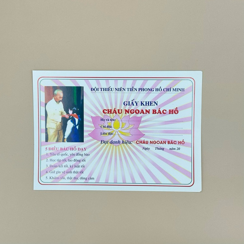 [BUÔN] 100 TỜ PHIẾU KHEN, CHÁU NGOAN BÁC HỒ - VPP QUỐC HUY