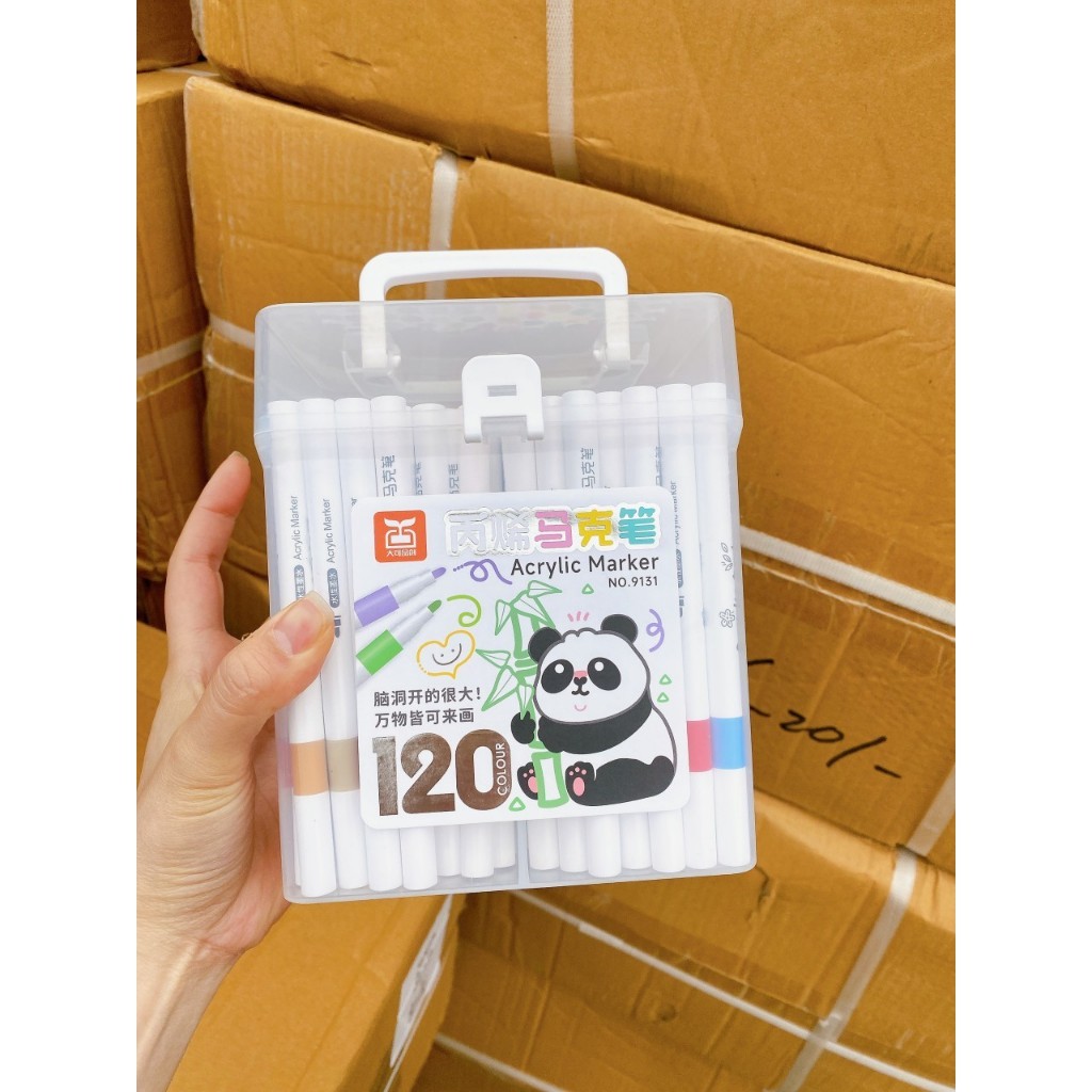 Tặng nhiều quà Bút Màu Acrylic Marker No.9131 Hộp 120 Màu Cao Cấp Vẽ Lên Nhiều Chất Liệu Màu Sắc Tươi Sáng