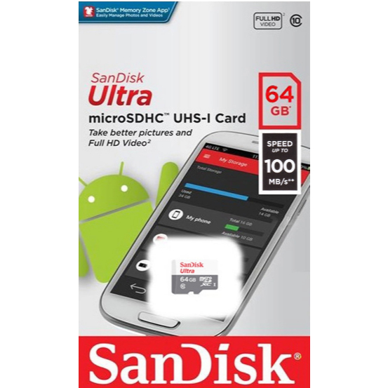 Ảnh Thẻ nhớ MicroSDHC MicroSDxC Sandisk Ultra 16GB/32GB/64GB/128GB Class 10 upto 100MB/s 1
