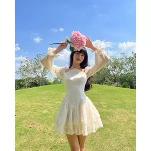 ĐẦM VOAN BI CỔ YẾM TAY DÀI, ĐẦM NỮ SANG CHẢNH TIỂU THƯ NÀNG THƠ | MEOINDAHOUSE