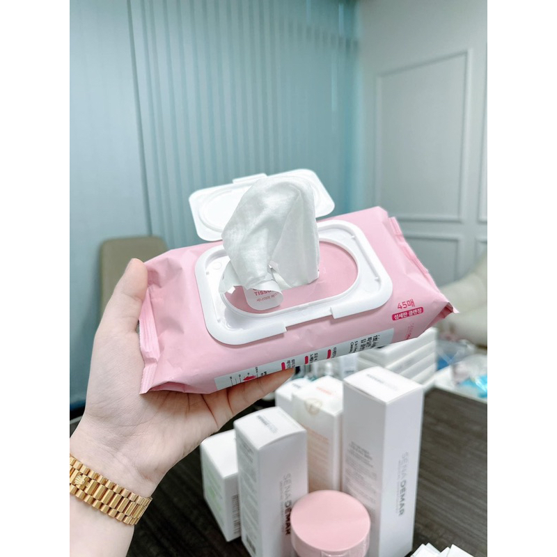 Khăn tẩy trang senademar make-up remove deep cleansing tissue 245g - 45 miếng/gói  IS206