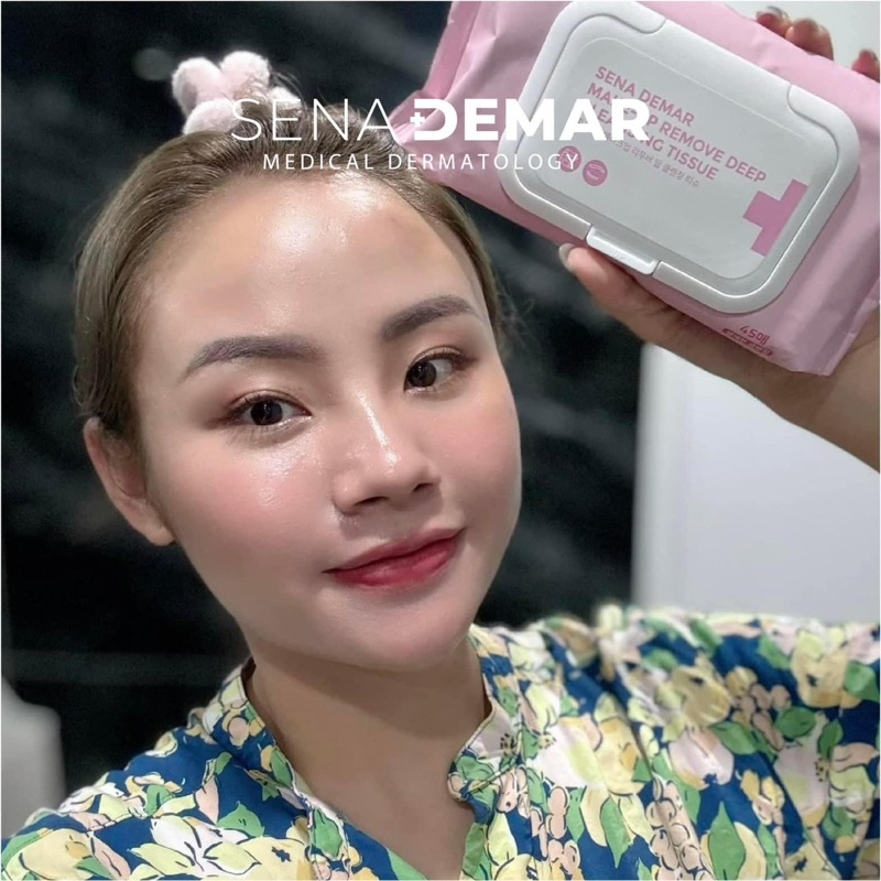 Khăn tẩy trang senademar make-up remove deep cleansing tissue 245g - 45 miếng/gói  IS206