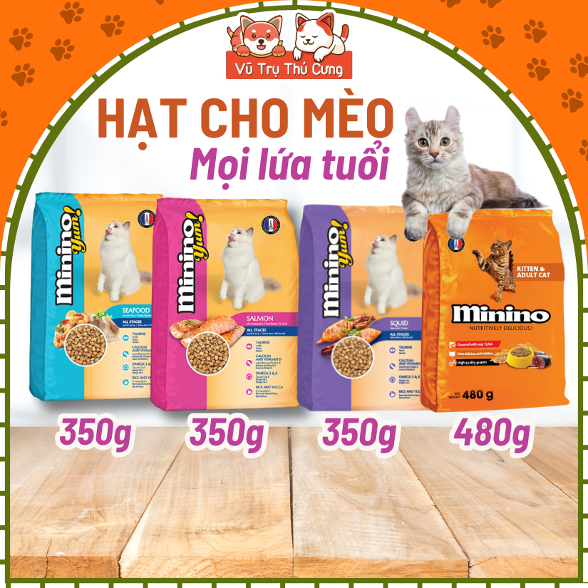 Thức Ăn Hạt Minino Dành Cho Mèo Kén Ăn, Hương Vị Đa Dạng