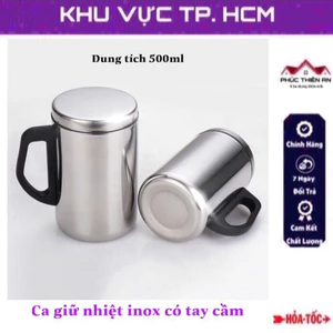 Ca giữ nhiệt, ca ủ cháo có quai chất liệu inox 2 lớp, dung tích 500ml