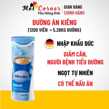 Đường Ăn Kiêng Mivolis 1200 Viên Chính Hãng | Không Calo, Thay Thế Đường, dùng để ăn Kiêng