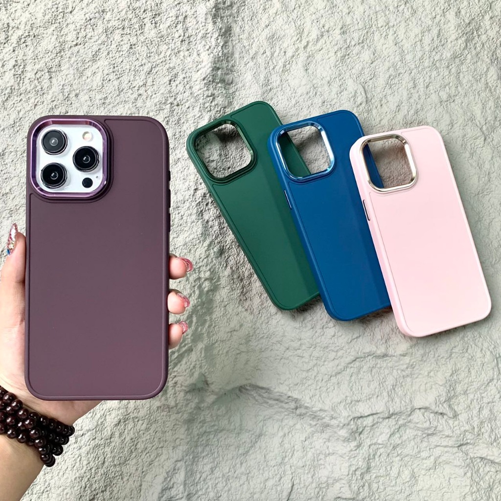 Ốp lưng iPhone cạnh phối viền camera kim loại theo màu điện thoại P28 -  Cho điện thoại iPh X 11 12 13 14 KOLEAD