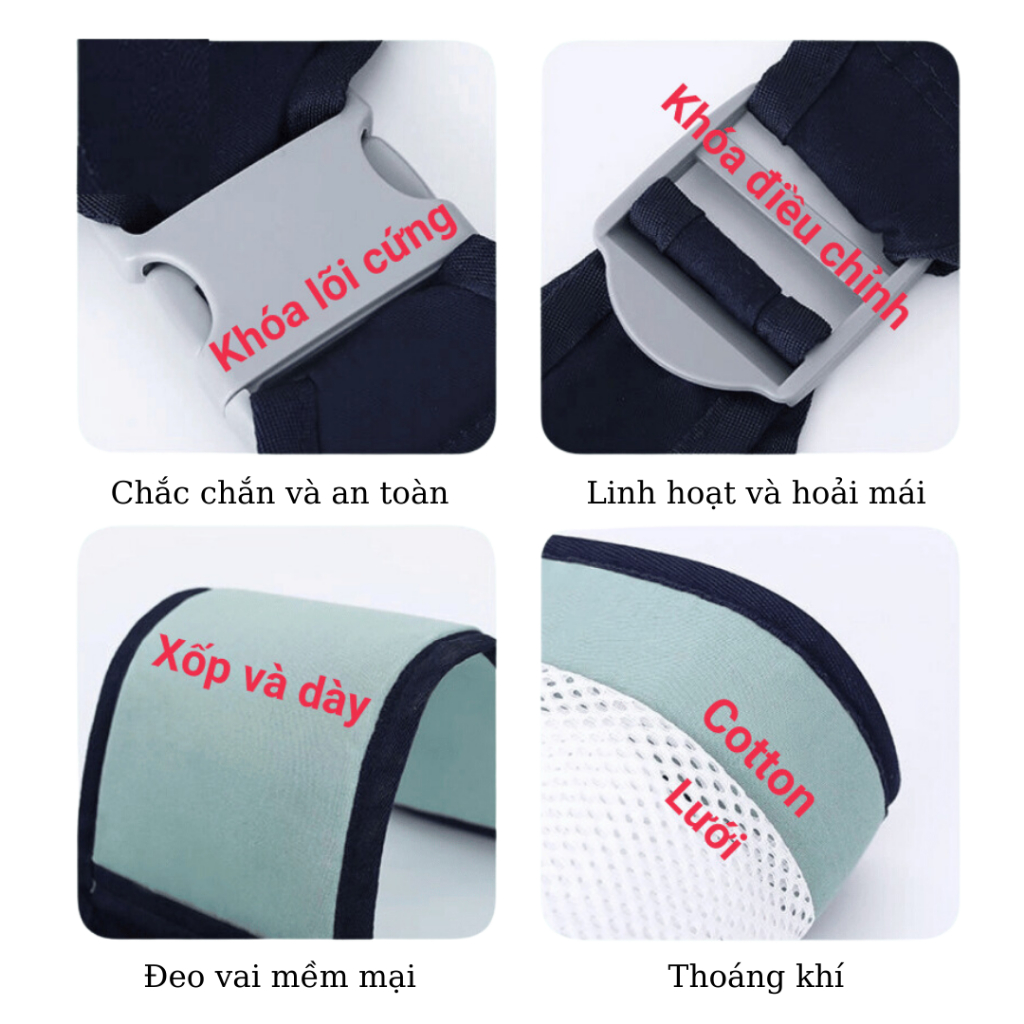 Địu Em Bé BABIONE  Đai Địu Lưới Trợ Lực, Tùy Chỉnh Cỡ Địu Em Bé Sơ Sinh Đến 3 Tuổi