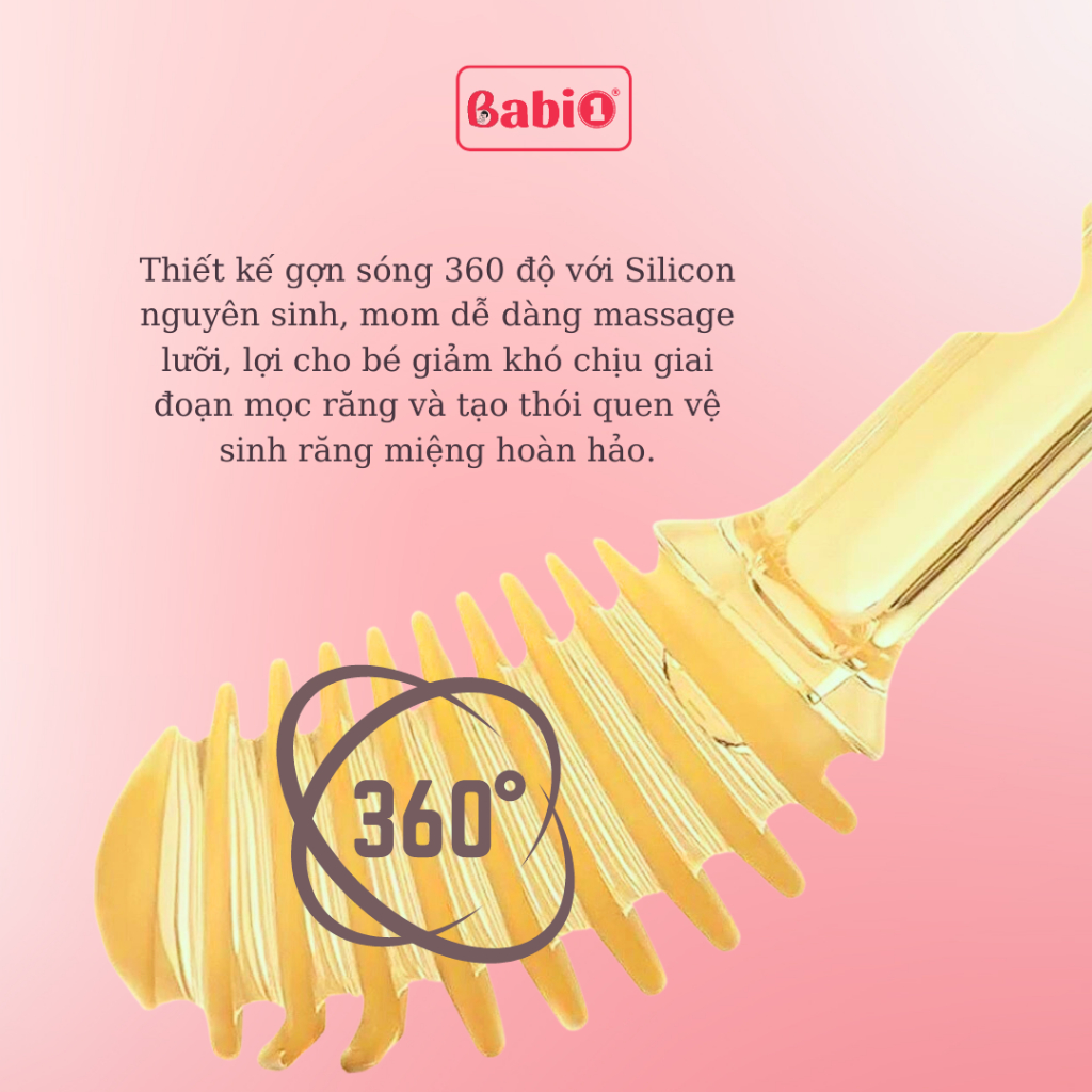 Rơ Lưỡi Cho Bé BABIONE Set Bàn Chải Đánh Răng Cho Bé Bàn Chải Rơ Lưỡi Silicone