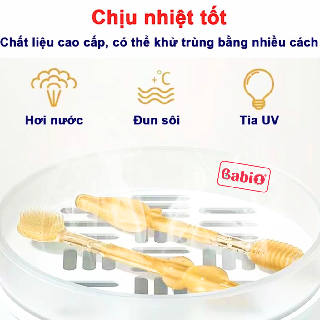 Rơ Lưỡi Cho Bé BABIONE Set Bàn Chải Đánh Răng Cho Bé Bàn Chải Rơ Lưỡi Silicone