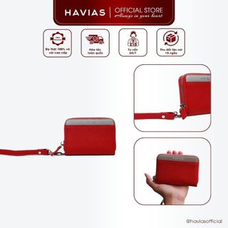 VERSA HAVIAS ví da độc quyền khoá kéo mini da bò thật Saffiano Ý 100%