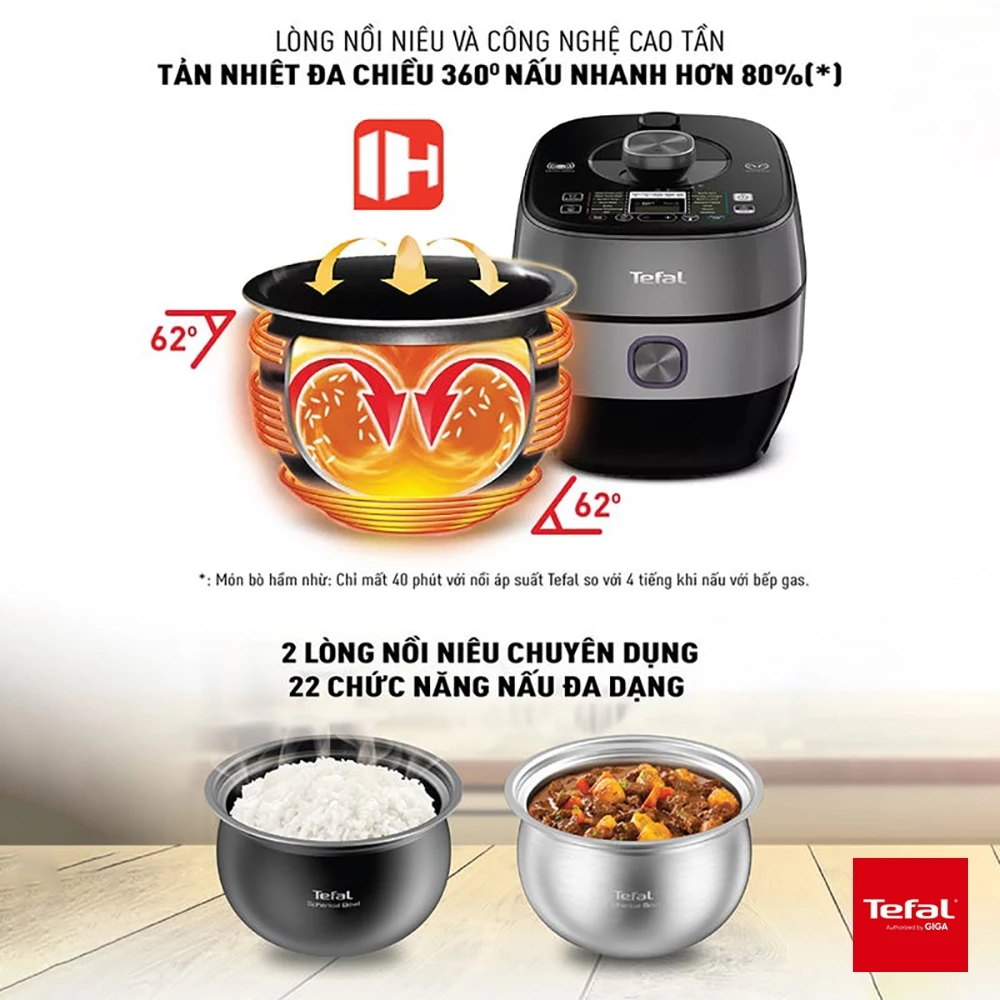 Nồi áp suất Tefal Smart Pro IH Multicooker CY638868 1300W, 5L