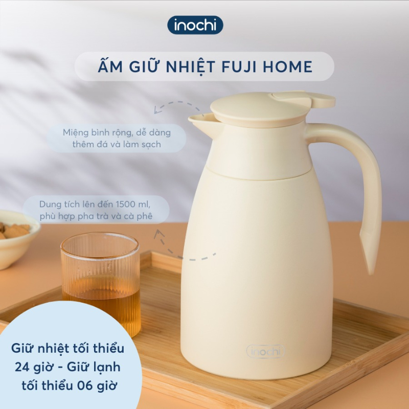 Ấm giữ nhiệt Fuji Home Inochi 1500ml cao cấp, độ bền cao, giữ nhiệt tốt theo tiêu chuẩn Nhật Bản