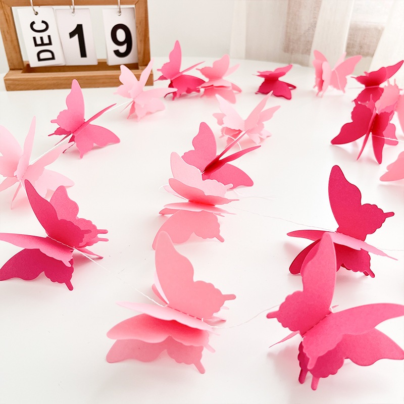 Dây treo trang trí hình bướm 3D nhiều màu trang trí đám cưới, lễ hội - Kem Shop K380