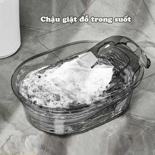 Chậu giặt đồ trong suốt kèm tấm chà quần áo ECO thông minh chất liệu nhựa PET chịu lực tốt siêu bền