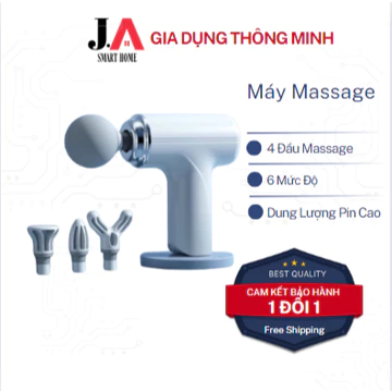 Máy Massage Cầm Tay Mini, 4 Đầu Massage 6 Mức. Súng Massage Cầm Tay, Gia Dụng Thông Minh (JA SMART HOME)