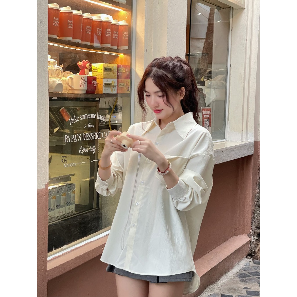 Áo Sơ Mi Nữ Kiểu Buộc Nơ Sau Lưng, Áo Sơmi Chất Vải Đũi Thoáng Mát, Áo Somi Trơn Kiểu Dáng Điệu Đà Miha Studio