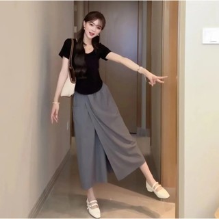 Quần giả váy bigsize xẻ tà cao cấp nữ GV05, quần ống rộng cỡ lớn cho nữ có hông và đùi dày, giúp dáng thon gọn