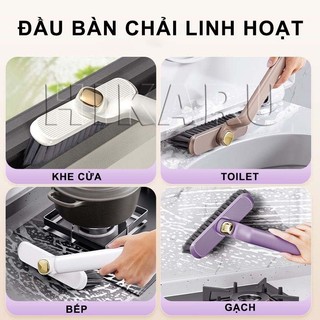 Cây Chà Sàn Nhà Tắm (Tặng Kẹp Gắp Rác) Xoay 360 độ Bàn chải chà sàn đa năng, làm sạch mọi kẽ hở