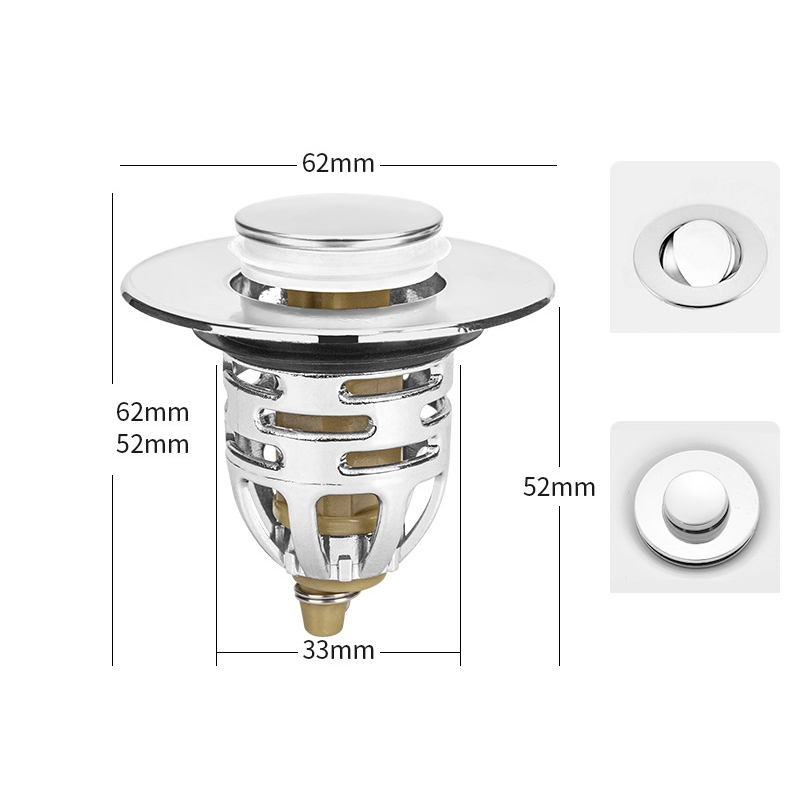 Nút chặn thoát nước nhấn xả cho chậu Lavabo, ngăn mùi, lọc rác bồn rửa ...
