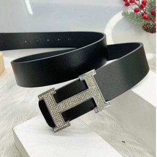 Thắt lưng nam da bò nữ bản to H dây nịt mặt bấm lỗ công sở siêu đẹp thatlungvidanamnu