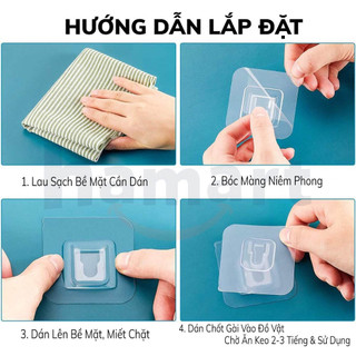 Miếng dán nhựa tường chữ U thay thế cho kệ nhựa, móc dán dự phòng siêu chắc.