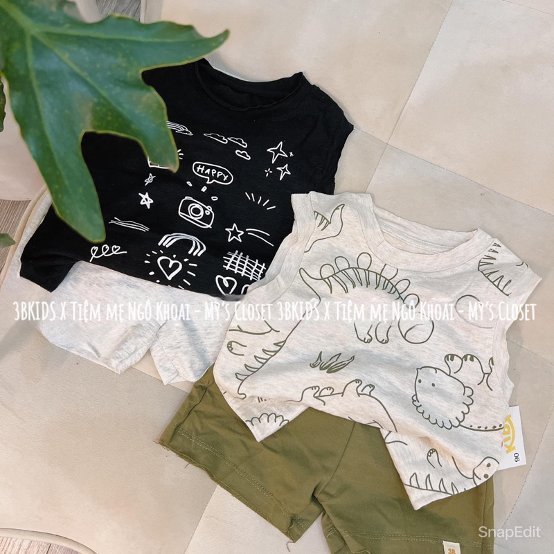 [MD111] 3BKIDS xTIỆM MẸ NGÔ KHOAI Set bộ ba lỗ bé trai chất liệu cotton xuất xịn siêu mềm mát
