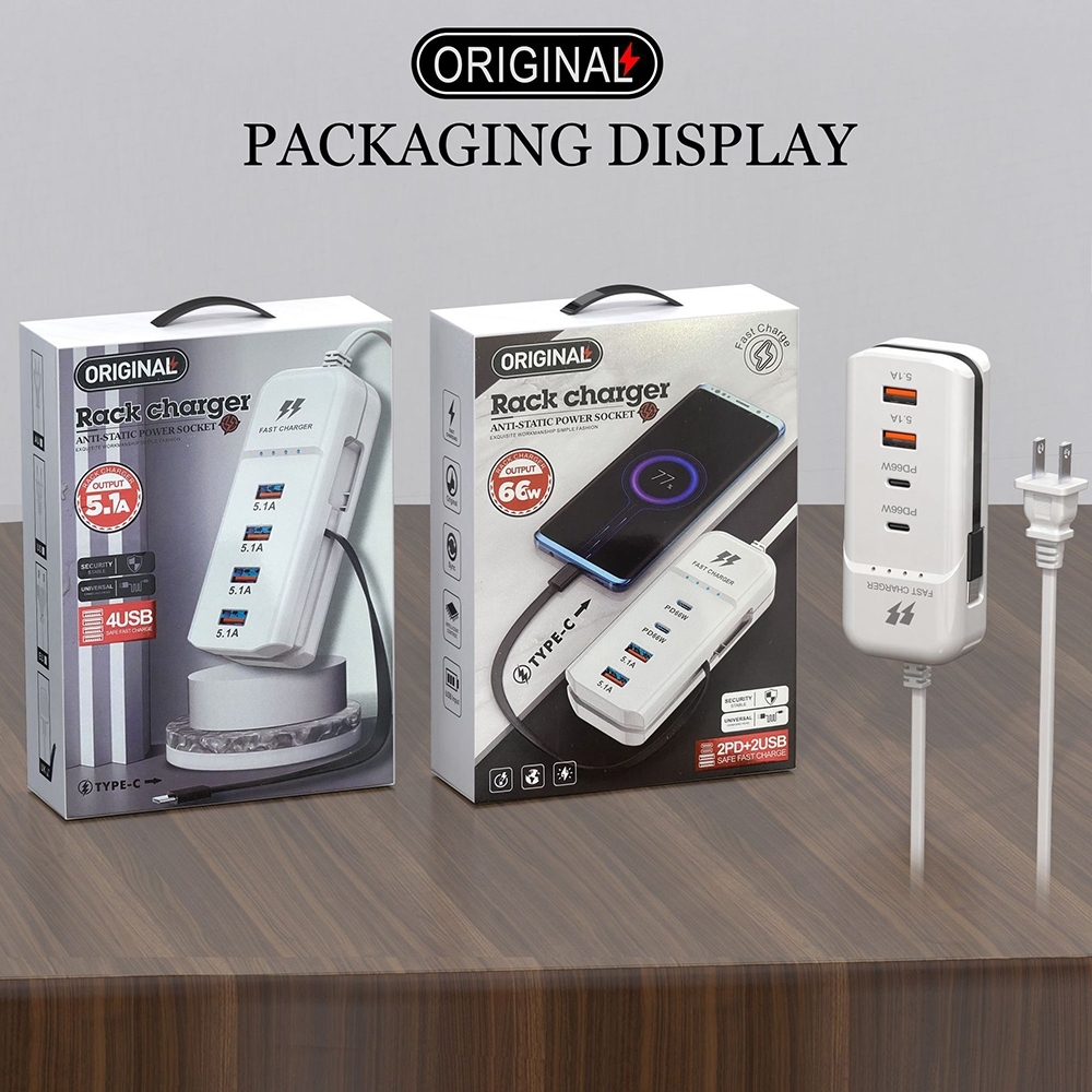 Ổ điện đa năng sạc nhanh, tự ngắt dây nối dài, thông minh chịu tải cao 2200w