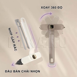 Cây Chà Sàn Nhà Tắm (Tặng Kẹp Gắp Rác) Xoay 360 độ Bàn chải chà sàn đa năng, làm sạch mọi kẽ hở