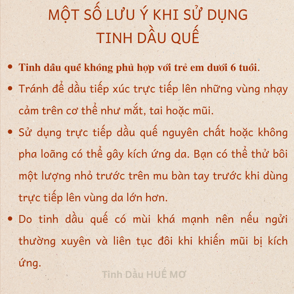 Tinh dầu Quế nguyên chất HUẾ MƠ - Giảm đau nhức xương khớp, cảm cúm, đuổi côn trùng, khử mùi - 30ml