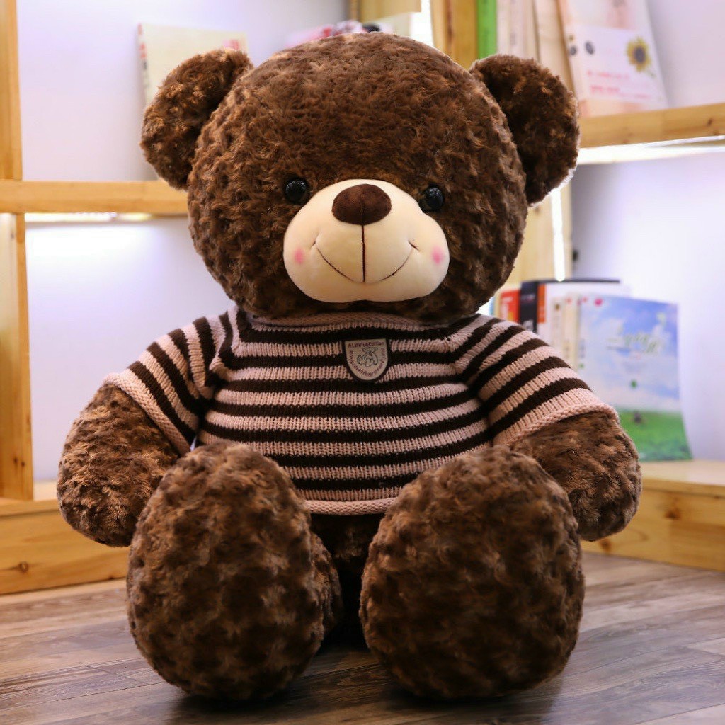 Gấu Bông Ôm Ngủ Teddy Cao Cấp Gấu Ôm Ngủ Siêu To Teddy Mặc Áo Len Chất Liệu Vải Lông Xoắn Mềm Mại