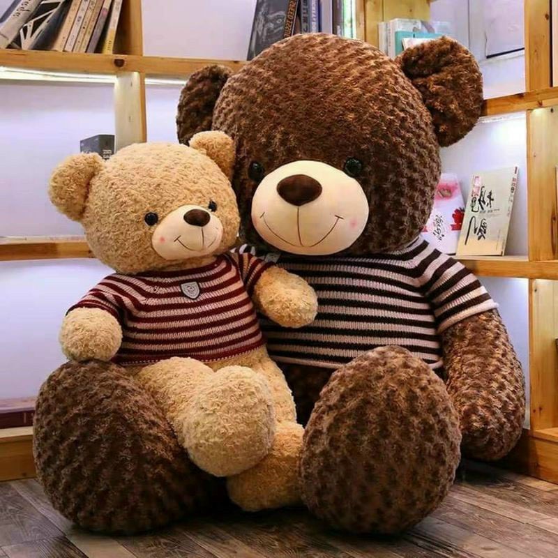Gấu Bông Ôm Ngủ Teddy Cao Cấp Gấu Ôm Ngủ Siêu To Teddy Mặc Áo Len Chất Liệu Vải Lông Xoắn Mềm Mại