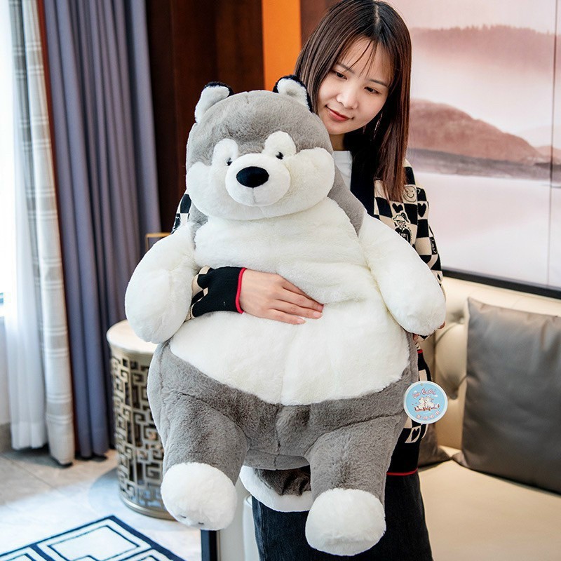 Gấu Bông Chó Husky Bụng Béo Gấu Bông Husky Vô Tri Đáng Yêu Chất Liệu Vải Lông Thỏ Cao Cấp