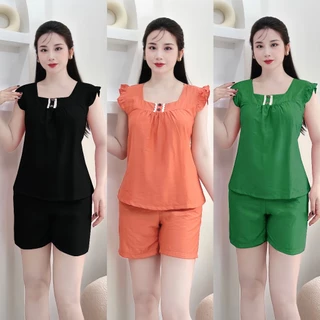 SET BỘ MẶC NHÀ, ĐỒ BỘ ĐÙI ÁO TAY CÁNH TIÊN CHẤT VẢI ĐŨI VÂN MÂY MỀM SIZE 40-70KG - MS A1