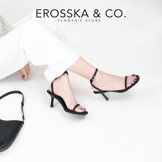 Erosska Kya - Giày sandal cao gót nữ mũi vuông phong cách đơn giản màu đen cao 7cm - EB076