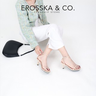 Erosska Kya - Giày sandal cao gót nữ mũi vuông phong cách đơn giản màu đen cao 7cm - EB076